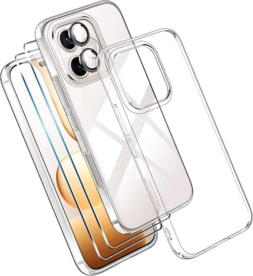 Effcotuo Case for Honor 600 Lite 5G Case with Tempered Glass Screen Protector with 1 Piece Camera, Transparent Soft TPU Silicone Case Cover Shock Absorption and Anti-Scratch Case Cover on Amazon.ae - Price Tracker