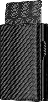MAKINGTEC Card Holder Wallet with Coin Pocket Closure Pop Up Cards, With ID Window Leather Wallet for Cash & Credit Cards, Slim Business Credit Card Wallet with Money Pocket for Men (Carbon Fibre-1) on Amazon.ae - Price Tracker