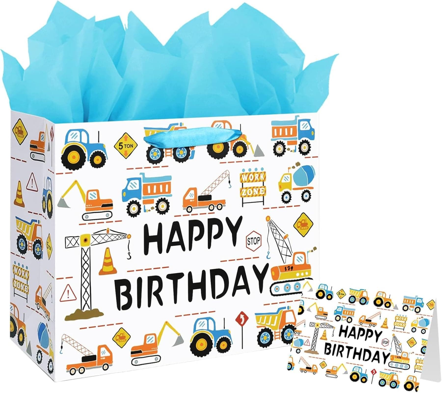 13" Large Happy Birthday Gift Bag with Card and Tissue Papers, Colourful Party Favor Bag Set with Handles,Goodie Bags for Boys Girls Baby Showers Shoppings Kids Parties (Vehicle) on Amazon.ae - Price Tracker