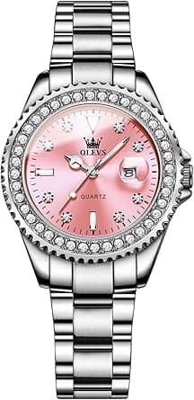OLEVS Ladies Luxury Gold Silver Stainless Steel Quartz Watch Waterproof Date on Amazon.ae - Price Tracker