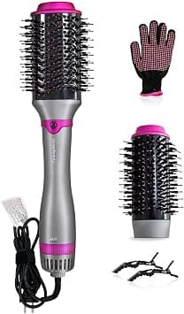 KinseiBeauty Hot Brush for Hair Styling and Frizz Control, 4-in-1 Hair Dryer Brush, Hair Stylers, 1200W One Step Hair Blow Dryer Brush with 2 Rechangeable Brushhead for Straight and Curly Hair on Amazon.ae - Price Tracker
