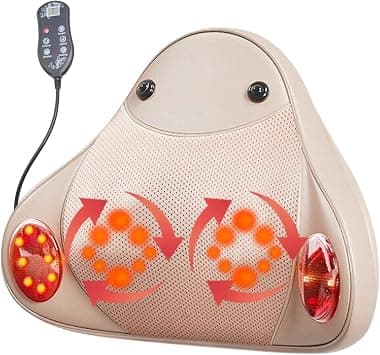 Lumbar Support Pillow Massager with Heat for Pain Relief Deep Tissue, 2 Heads Neck Back Massage, Remote Control, 3 Speed Massage Machine for Office Chair Car on Amazon.ae - Price Tracker
