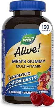Nature's Way Alive! Men's Gummy Multivitamin, High Potency B-Vitamin Complex, Supports Muscle Function*, Fruit Flavored, 150 Gummies على Amazon.ae - متتبع الأسعار