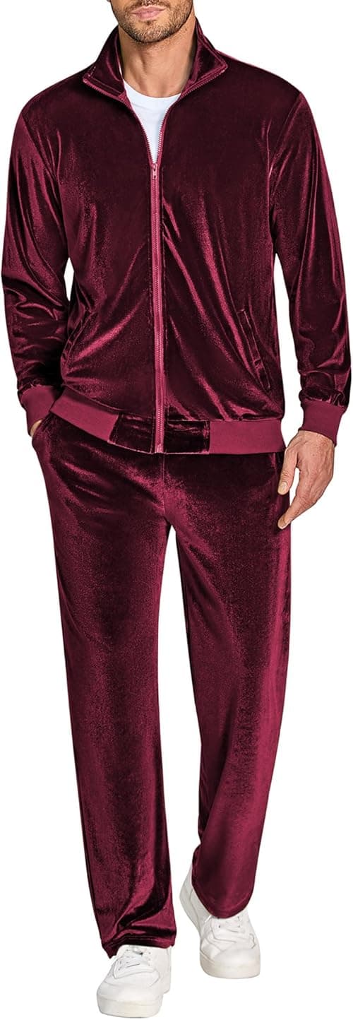 COOFANDY Mens 2 Piece Velour Tracksuit Full Zip Jackets Pants Velvet Jogging Suits Sweatsuit Set on Amazon.ae - Price Tracker