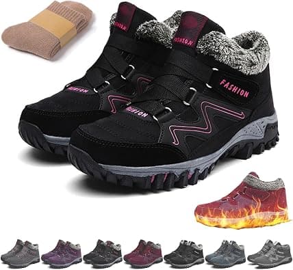Winter Warm Snow Boots for Women Men,Warm Fur Lined Winter Shoes Waterproof Non Slip Comfortable Low Calf for Hiking Walking Thick Lace-up Anti-slip Boots على Amazon.ae - متتبع الأسعار