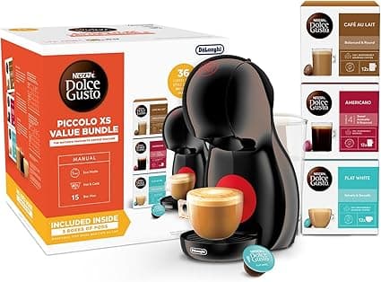 NESCAFÉ Dolce Gusto EDG210.B Piccolo XS Black Manual Coffee Machine by DeLonghi - Value Pack on Amazon.ae - Price Tracker