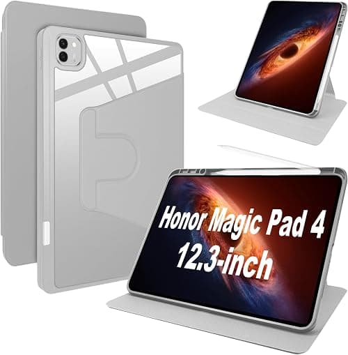 Lemxiee Cover for Honor Magic Pad 4 12.3" Rotating Stand Case & Pen Slot PU Leather Case + Clear Acrylic على Amazon.ae - متتبع الأسعار