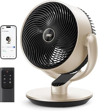 DREO 16''Height 20dB Quiet Smart Fans for Bedroom, DC Room Fan with Remote, 120°+120° Omni-Directional Oscillating Fan, 6 Modes, 9 Speeds, 12H Timer, Alexa/Google/WiFi/Voice Control, Gold على Amazon.ae - متتبع الأسعار
