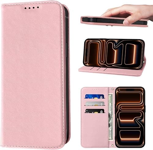Wallet Case for iPhone 17 Pro Phone Cases Premium Leather PU Flip Cover Magnetic Shockproof Closure Book Design with Kickstand Feature & Card Slots iPhone 17 Pro(6.1") Case - Pink على Amazon.ae - متتبع الأسعار