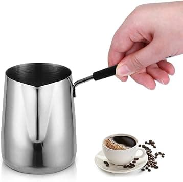 20 oz Turkish Coffee Pot with Ergonomic Handle, 304 Stainless Steel Butter and Milk Warmer with Spout for Easy Pouring, Ideal for Coffee Brewing, Heating Milk or Melting Butter على Amazon.ae - متتبع الأسعار