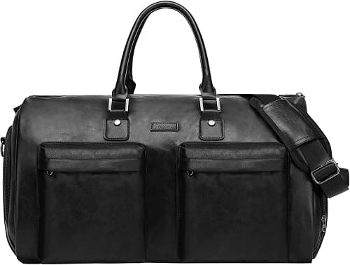 Leather Garment Bag for Travel, Modoker Carry On Suit Carrier Travel Bag with Shoulder Strap/Multiple Pockets - Ideal for Business Trips & Weekend Getaways - The Garment Duffel Bag for Traveling Men on Amazon - Best Deal Finder