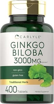 Carlyle Ginkgo Biloba 3000mg | 400 Tablets | Vegetarian Supplement | Non-GMO, Gluten Free على Amazon.ae - متتبع الأسعار