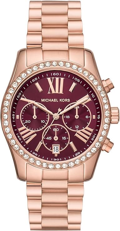 Michael Kors Women's Lexington Lux Quartz Watch, Rose Gold, One Size, MK7275 - Lexington Lux Chronograph Watch on Amazon.ae - Price Tracker