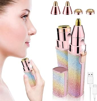 2 in 1 Eyebrow Trimmer & Facial Hair Remover for Women, Rechargeable Eyebrow Razor and Painless Hair Removal, Hair Trimmer and Body Shaver for Lips Nose Face with Two Replacement Heads & LED Light على Amazon.ae - متتبع الأسعار