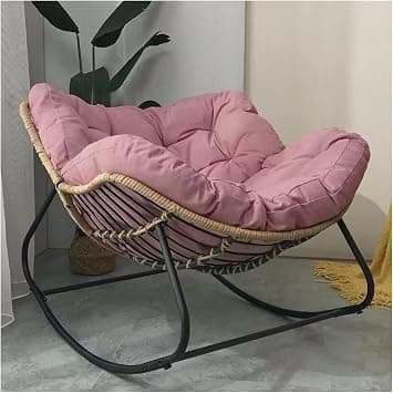 Oversized Outdoor Rocking Chair Lounge Chair with Cushions for Indoor Reading Patio Garden Veranda - Stylish Black & Pink Design on Amazon.ae - Price Tracker