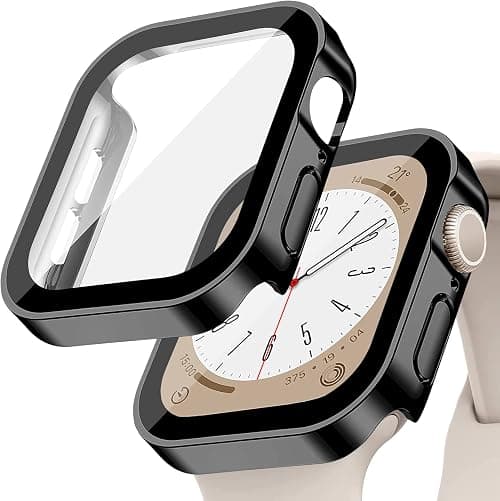 EIHAIHIS Hard PC Waterproof Case Compatible for Apple Watch Case 45mm, Built-in Tempered Glass Screen Protector, HD Full Cover Protective Bumper for iWatch Series 8 7, Black على Amazon.ae - متتبع الأسعار