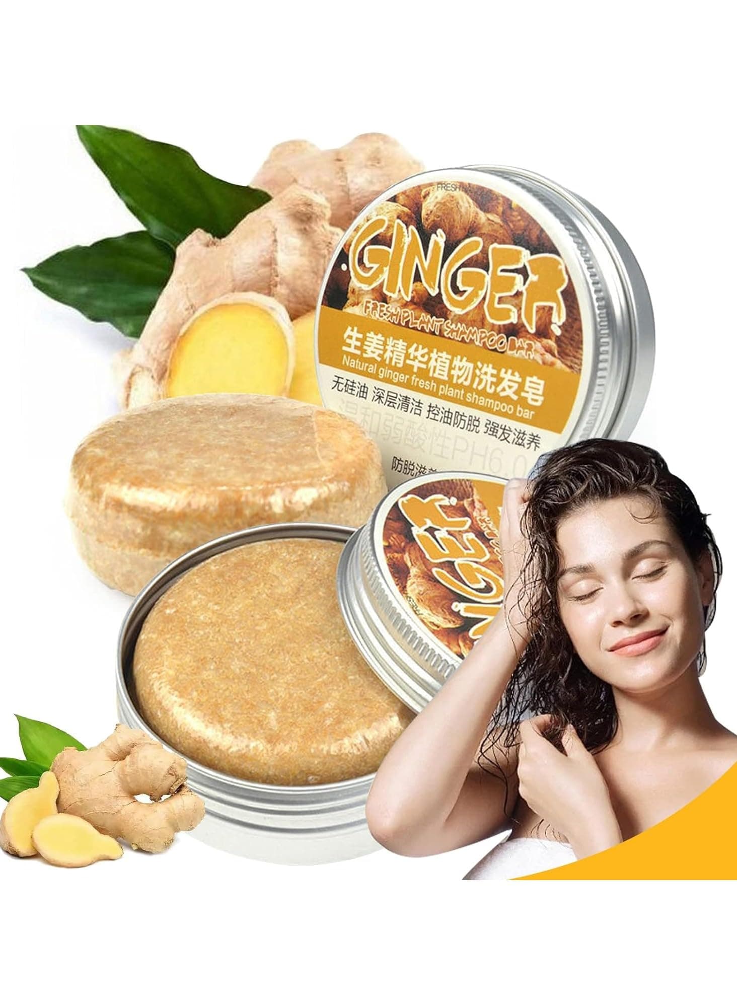 Ginger Hair Regrowth Shampoo Bar Anti Hair Loss Hair Natural Organic Ginger Shampoo Soap,Promotes Hair Growth Antidandruff and Anti itching for All Hair Types 60g/1pcs 2.12 Ounce Pack of 2 on Amazon.ae - Price Tracker