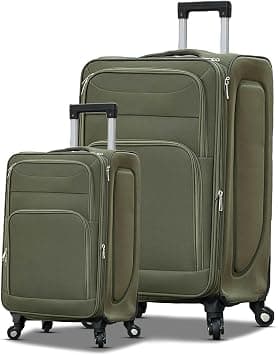 Soft Shell 2Pcs Set (20/32 Inch) Luggage, Ultra Lightweight, Expandable, 4 Smooth Wheels with Combination Locks Suitcase (Green) على Amazon.ae - متتبع الأسعار