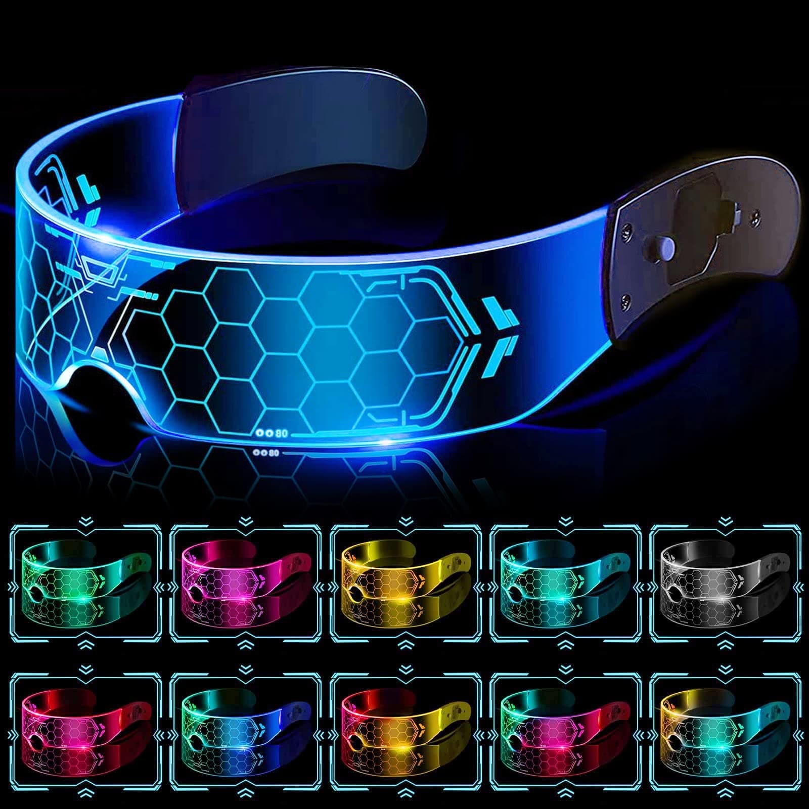 LED Light Up Glasses, Cyberpunk Luminous Visor Glasses, Unique 7 Colors Rechargeable Futuristic Style Party Glasses Cool Neon Funny Shine Goggles for Cosplay Glasses Bar Club Party Decoration Gifts on Amazon.ae - Price Tracker