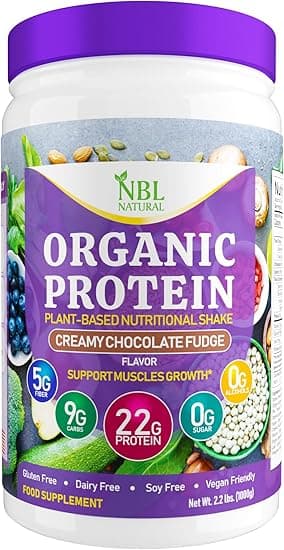 NBL NATURAL Plant Based Organic Protein Powder, Vegan Protein Powder for Men & Women, 22G Protein Per Serving, Gluten Free, Lactose Free, No Sugar Added, Creamy Chocolate Fudge, 2.2 lb, 25 Servings on Amazon.ae - Price Tracker