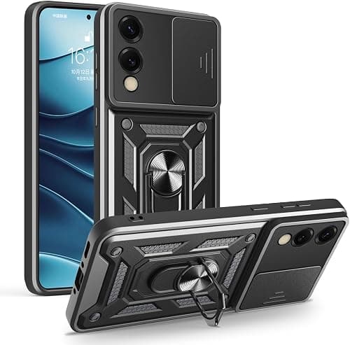 Sliding Camera Case for Motorola Moto G77 5G / G67 5G,360°Ring Holder Kickstand Magnetic Car Mount PC TPU Heavy Duty Shockproof Rugged Armor Protective Phone Cover-Black on Amazon.ae - Price Tracker