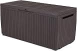 Keter 123 x 53.5 x 57 cm Springwood Outdoor Plastic Storage Box Garden Furniture - Brown - متتبع أسعار Amazon.sa