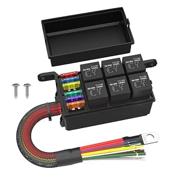12V Fuse Relay Box, 6 Way Relay Fuse Box, Pre-Wired Waterproof Relay Box with 6 Relays and 12 ATC/ATO Fuses Relay Panel for Automotive Car Marine Boat على Amazon.ae - متتبع الأسعار
