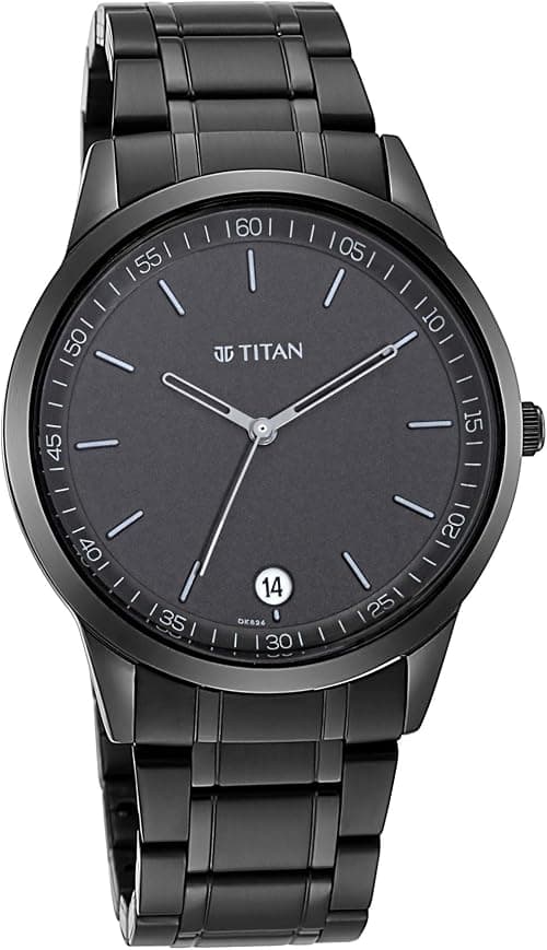 Titan Timeless Style Watch: Refined Black Dial and Metal Strap for Men - 1806NM01 على Amazon.ae - متتبع الأسعار