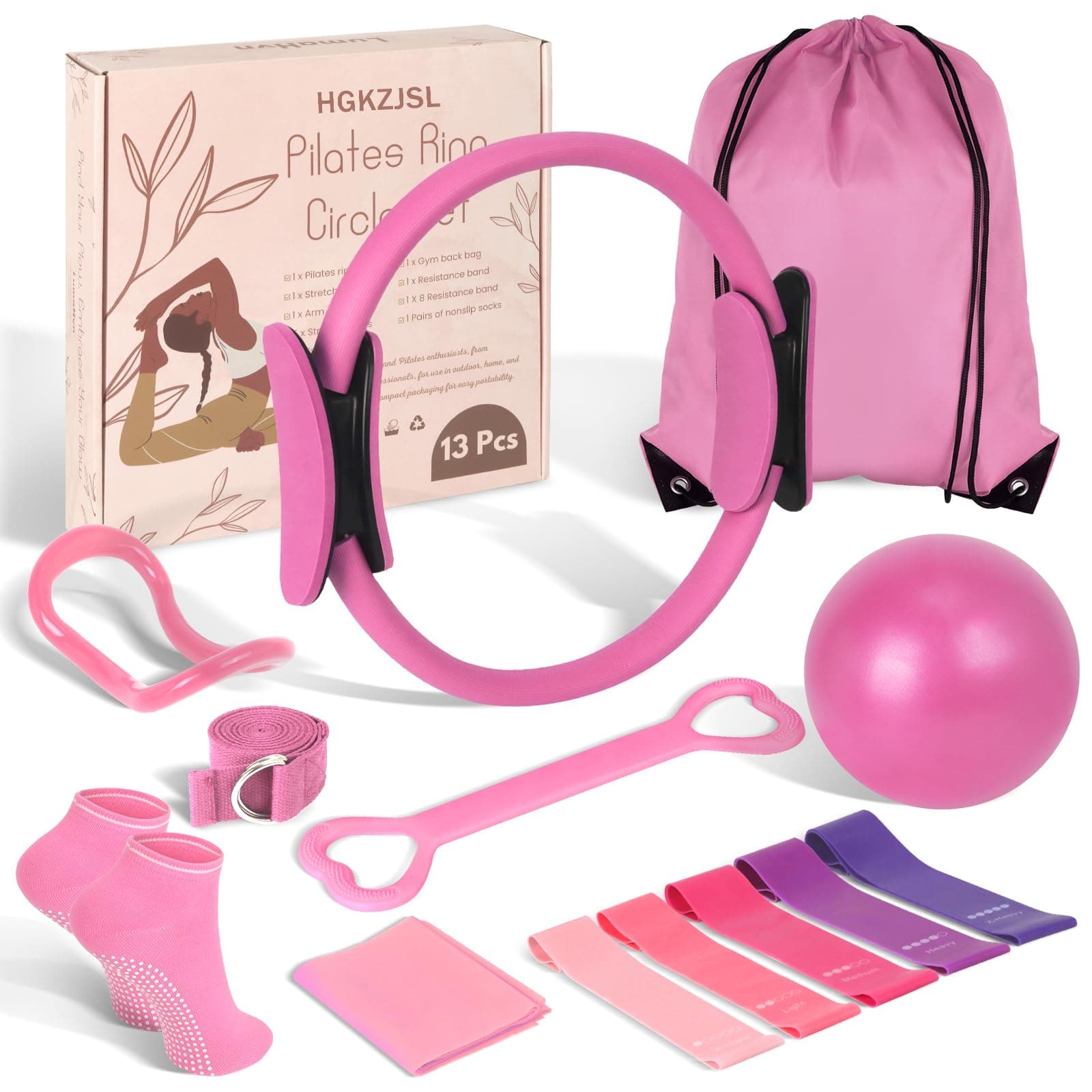 HGKZJSL Home Pilates Essentials Kit for Women,Pilates Equipment Set with 9 Inch Yoga Ball,Figure 8 Resistance Band,Pilates Bands & Accessories,Pilates Ring and Ball Set for Beginners Home Workouts on Amazon.ae - Price Tracker