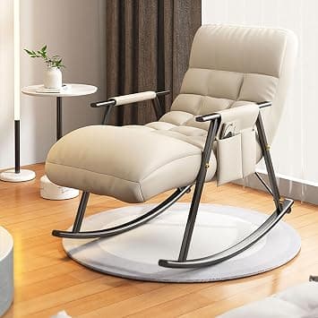 ALMEKAQUZ Lazy Back Chair, Leisure Soft Rocking Chair, Height Adjustable Leisure Chair, Lazy Sofa Rocking Chair, Reclining and Sleeping, for Balcony, Home (White) on Amazon.ae - Price Tracker