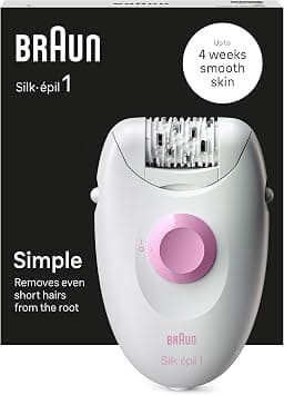 Braun Silk•épil 1 1-010, Corded Epilator for Hair Removal, Weeks of Soft Skin, White/Pink على Amazon.ae - متتبع الأسعار