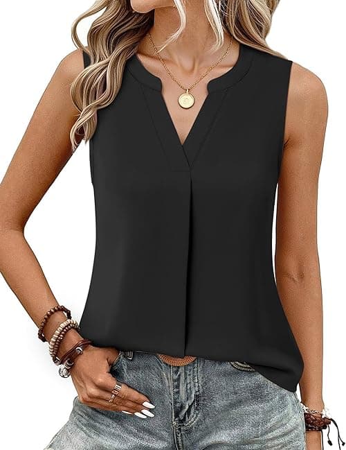 Timeson Women's 3/4 Sleeve Blouses Casual V Neck Dress Shirts Double Layers Mesh Tunics Tops, Black Blue, M on Amazon.ae - Price Tracker