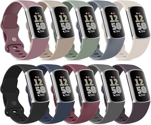 10 Pack Bands Compatible with Fitbit Charge 6 / Fitbit Charge 5 Bands for Women Men, Soft Silicone Waterproof Straps Replacement Wristbands Compatible for Fitbit Charge 5 / Charge 6 Fitness Tracker on Amazon.ae - Price Tracker