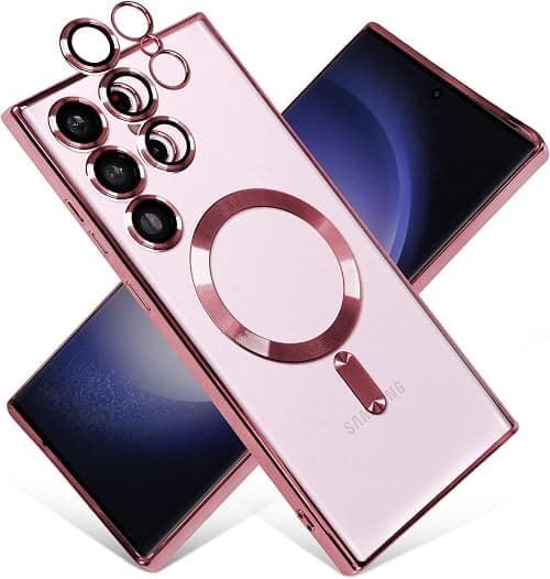 Zubitech Magnetic Clear Case for Samsung Galaxy S25 Ultra with Camera Lens Protector Magsafe Compatible Electroplated Soft TPU Shockproof Case for Galaxy S25 Ultra (Pink, Samsung Galaxy S25 Ultra) on Amazon.ae - Price Tracker