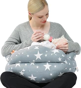 Chilling Home Nursing Pillow, Breastfeeding Pillow Maternity Pillow Pregnancy Pillow for Sleeping with Cotton Cover, Adjustable Waist Strap and Safety Fence Baby Feeding Pillow على Amazon.ae - متتبع الأسعار