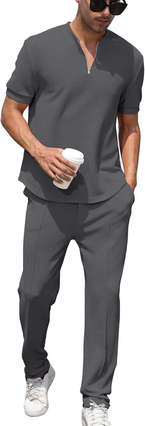 FZNHQL - Men's 2-Piece Tracksuit Set, Casual Athletic Style, Short and Long Sleeves on Amazon.ae - Price Tracker