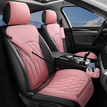 2 Pack Leather Front Car Seat Covers, Universal Sideless Car Seat Protectors with Storage Pocket and Seat Belt Pads, Waterproof Vehicle Seat Cover Automotive Seat Cushions for Cars Trucks SUV(Pink) على Amazon.ae - متتبع الأسعار