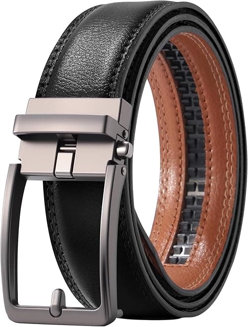 AWAYTR Men Ratchet Genuine Leather Belt - Adjustable Casual Dress Belt for Jeans with Slide Buckle on Amazon.ae - Price Tracker
