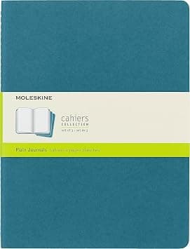 Moleskine Cahier Journal, Soft Cover, XL (7.5" x 9.5") Plain/Blank, Brisk Blue, 120 Pages (Set of 3) on Amazon.ae - Price Tracker