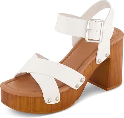 Dunes Women's Patsy Faux Wood Sandal +Comfort Foam & LiteSole Technology, Wide Widths Available على Amazon.ae - متتبع الأسعار