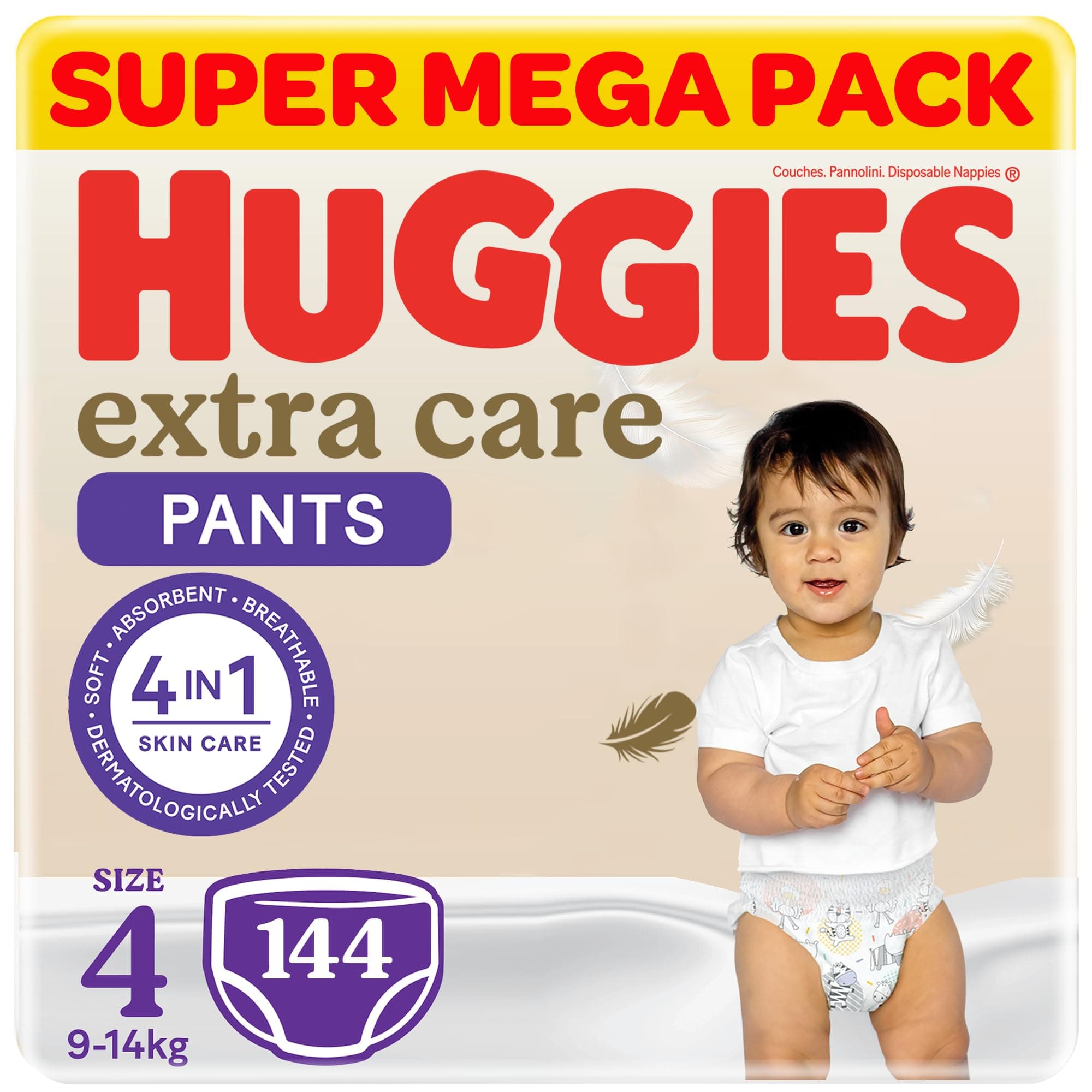 Huggies Extra Care Baby Culottes, Size 4 (9-14 kg), Super Mega Pack, 144 Diaper Pants on Amazon.ae - Price Tracker