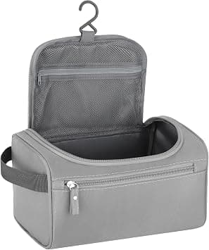 HAOGUAGUA Hanging Travel Toiletry Bag, Dopp Kit Shaving Wash Bag for Men, Cosmetic Makeup Organizer for Women (Grey) on Amazon - Best Deal Finder