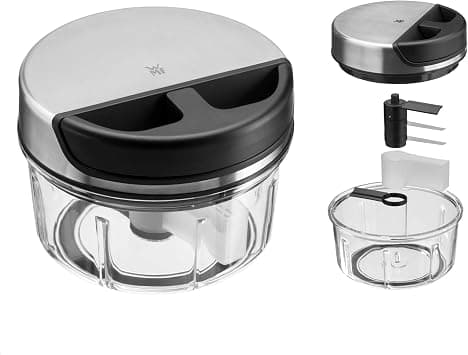 WMF Multi-Chopper 650 ml, Manual with Pulley, Plastic Mixing Container, Ergonomic Handle, Vegetable Cutter Ideal for Vegetables, Onions, Garlic, Nuts, Herbs or Fruit, Stainless Steel/Black on Amazon.ae - Price Tracker