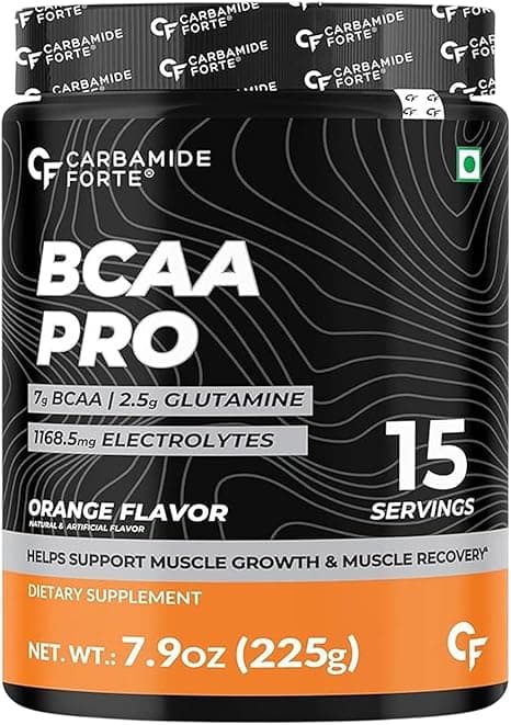 Carbamide Forte BCAA Pro Supplement Powder | BCAA Supplement Powder with L-Glutamine & L-Citrulline | Intra Workout Supplement for Men & Women | Orange Flavour - 225g on Amazon.ae - Price Tracker