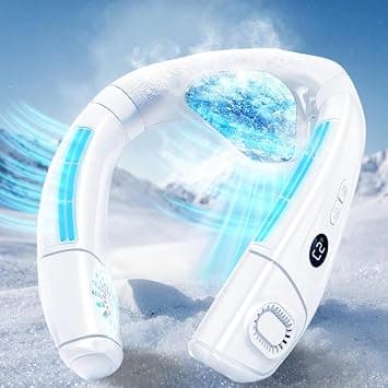 Portable Neck Fan with Large Cooling Plate, Wearable Neck Air Conditioner Personal AC Fan Quiet 6000mAh Rechargeable, 360° Cooling Blow Cold Air to Back,3 Speeds/Refrigerations for Travel Office,White on Amazon.ae - Price Tracker