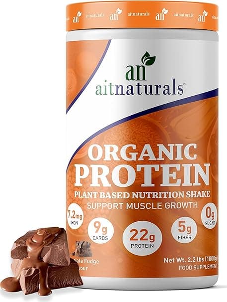 Aitnaturals Plant-Based Organic Protein Powder Creamy Chocolate Fudge 1kg, 2.2lbs, 25 Servings - 20g Pea Protein per Serving| Ideal for Smoothies & Shakes | Supports Muscle Growth & Workout Recovery on Amazon.ae - Price Tracker