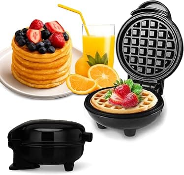 MB® Mini Waffle Maker 550W, Non-Stick Compact Electric Waffle Iron, Double-Sided Heating, Cool Touch Handle, Easy Clean Portable Breakfast Appliance, Quick 3–5 Min Cooking, Stable Non-Slip Base(Black) on Amazon.ae - Price Tracker