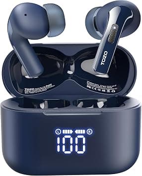 TOZO T20 Wireless Earbuds Bluetooth Headphones 48.5 Hrs Playtime with LED Digital Display, IPX8 Waterproof, Dual Mic Call Noise Cancelling 10mm Broad Range Speakers with Wireless Charging Case Blue على Amazon.ae - متتبع الأسعار