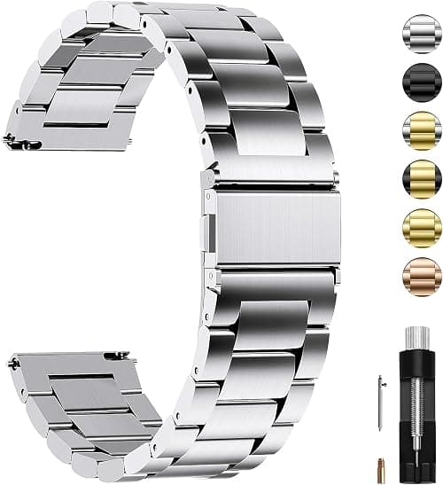 Fullmosa Quick Release Stainless Steel Watch band/strap 16mm,18mm,19mm,20mm,22mm or 24mm, Fits Samsung Galaxy Watch 5/4/3, Huawei/Fire-boltt/Amazfit/Noise/Oneplus Smart Watch for Men Women on Amazon.ae - Price Tracker