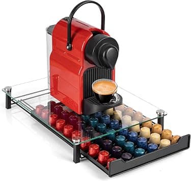 RECAPS Coffee Pod Holder Storage Drawer Compatible with Nespresso OriginalLine Coffee Pods Kitchen Organizer Black Holds 60 Pods - متتبع أسعار Amazon.sa